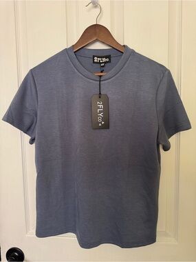 2FLYCo. Women’s Short Sleeve Crewneck Tee - Denim blue